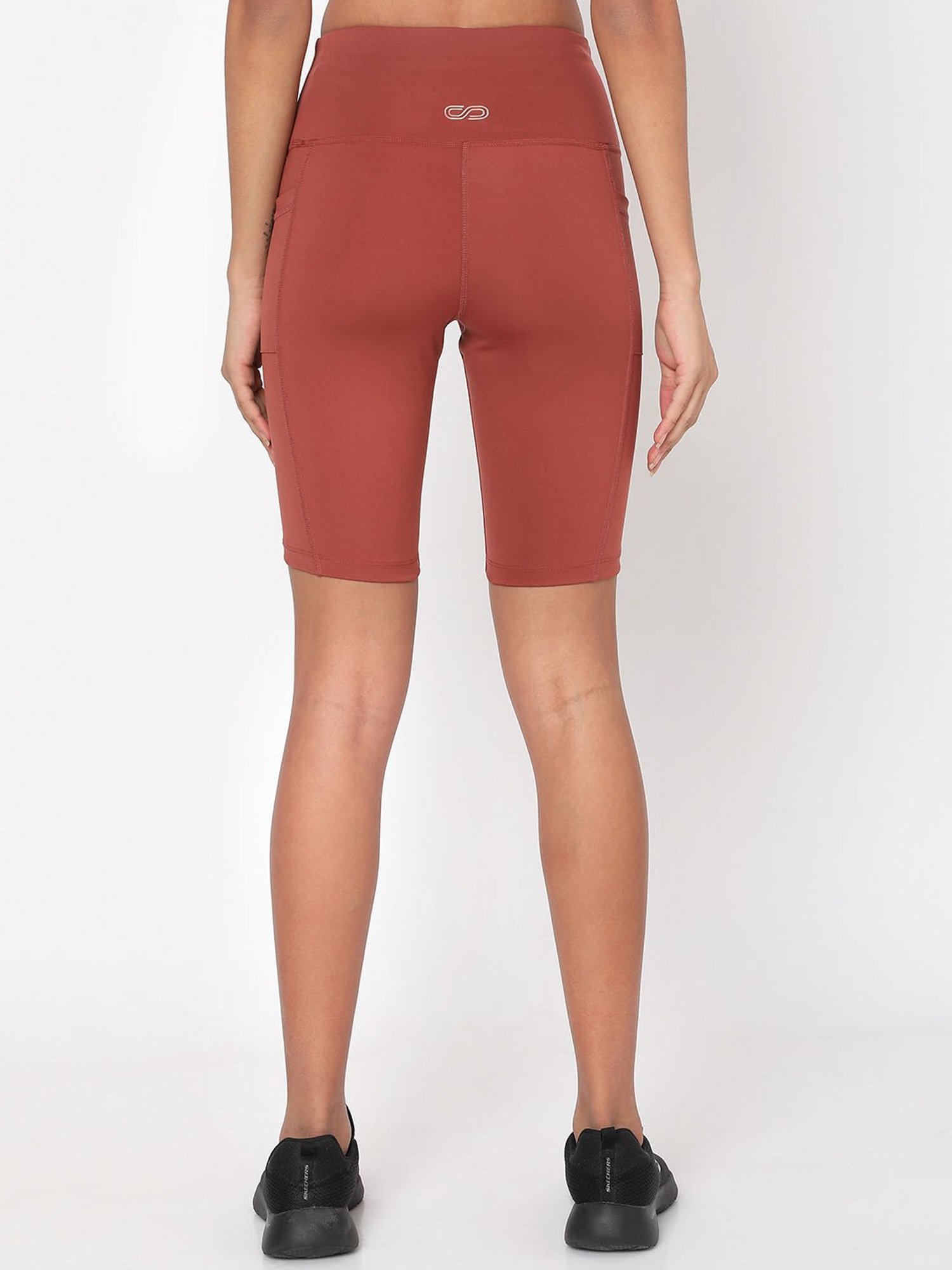 SILVERTRAQ Rust Polyester Relaxed Fit Cycling Shorts