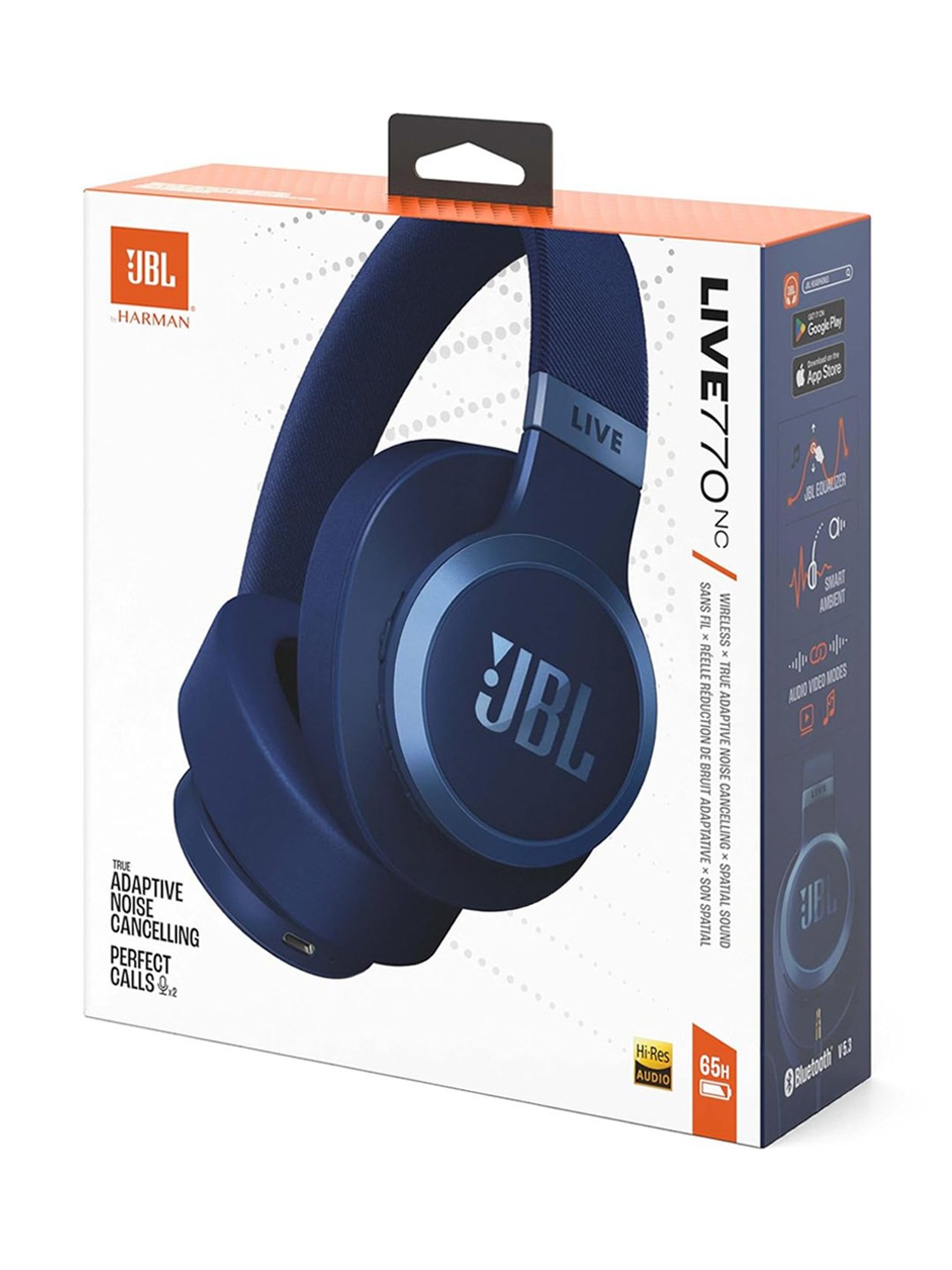 JBL Live 770NC Over Ear Wireless Headphones with Noise Cancellation & 65Hrs Playtime (Blue)
