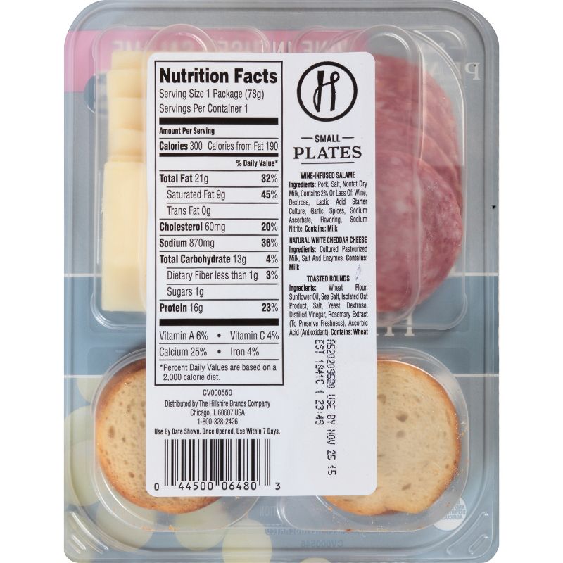 Hillshire Snacking Wine Infused Salame Cheese and Crackers Small Plate - 2.76oz