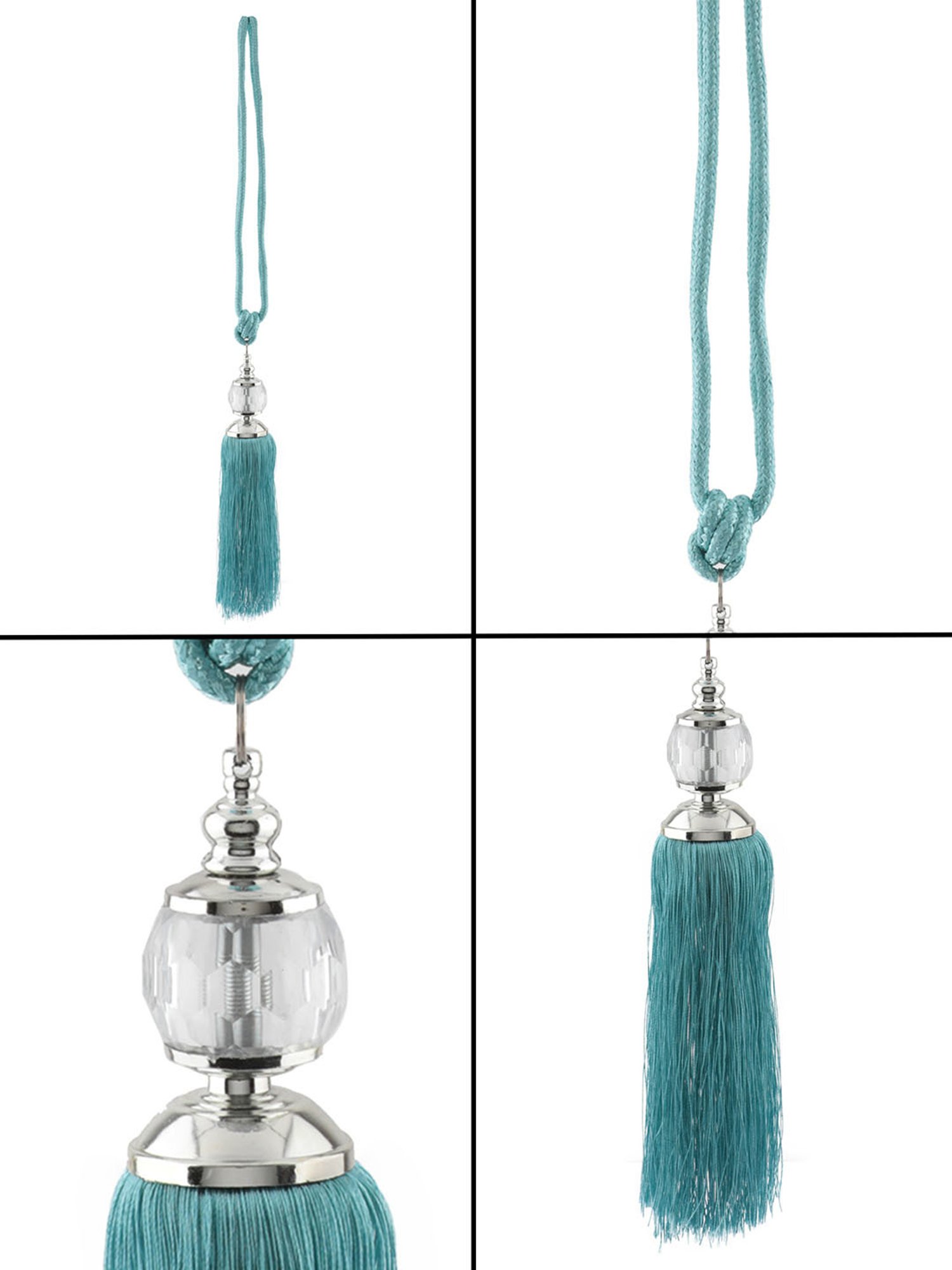 Romee Blue Polyester Solid Curtain Tie and Hold Backs