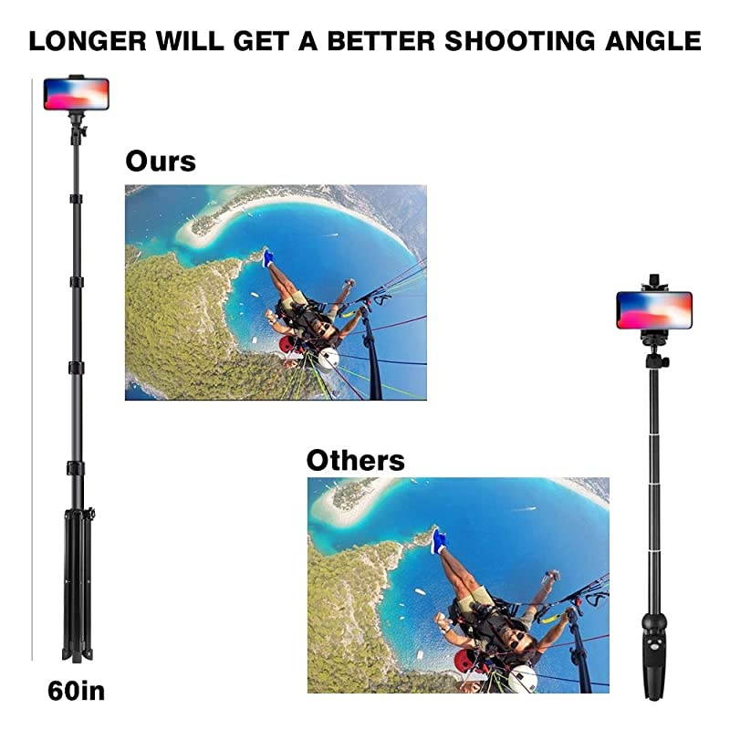 Selfie Stick Tripod UBeeszie Extendable Cell Phone Tripod Stand with Wireless Remote Shutter Compatible with All Phones DSLR Action Camera