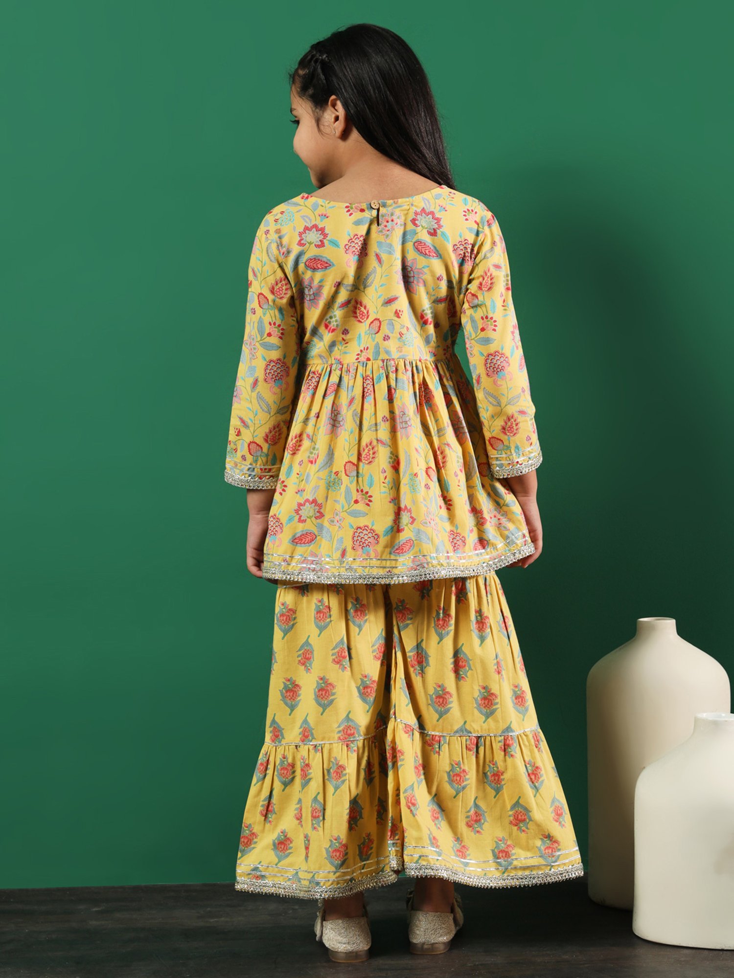 Many Frocks Kids Blue Embellished Top with Plazzos