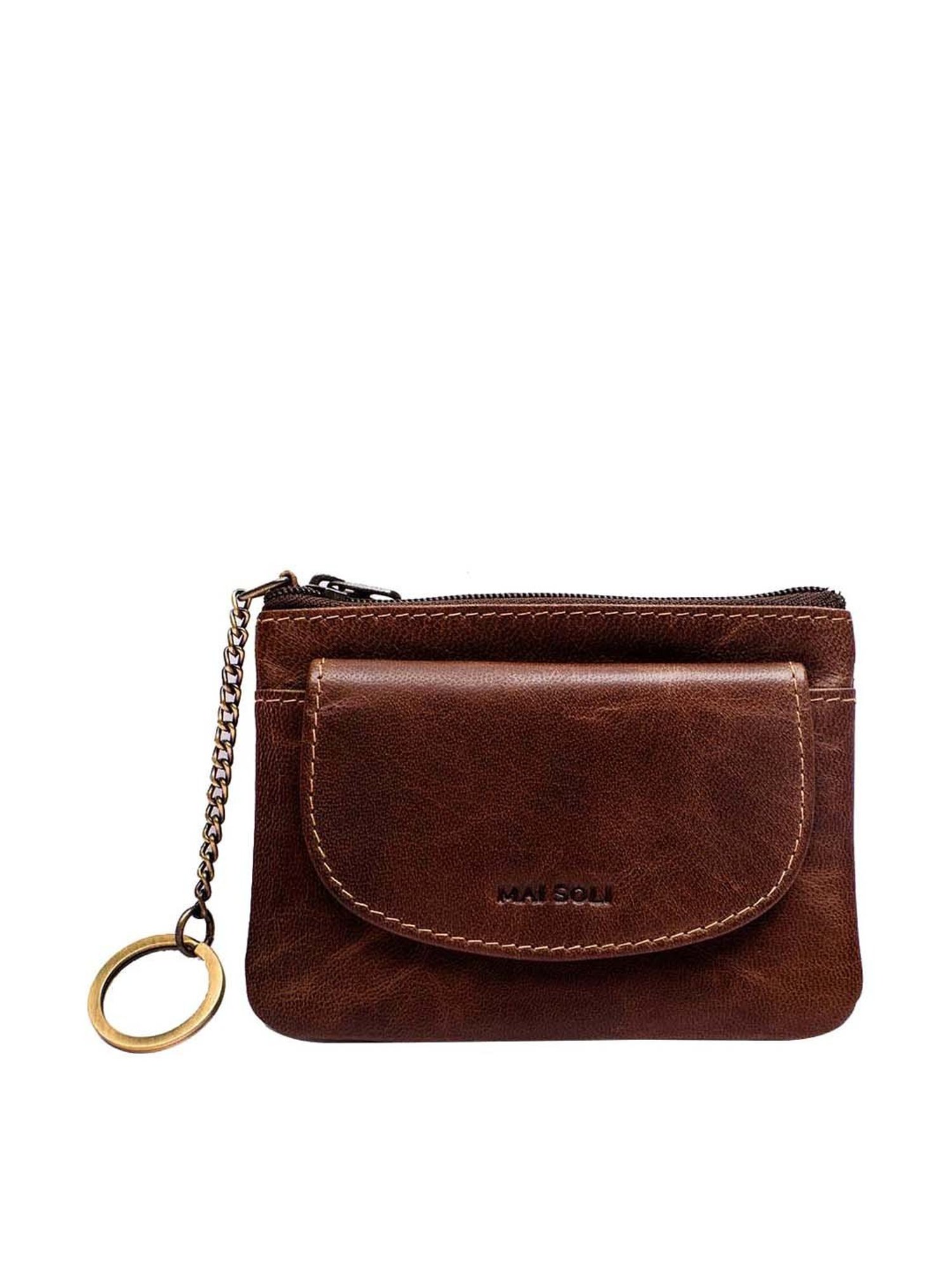 Mai Soli Brown Solid Pouch with Key Ring