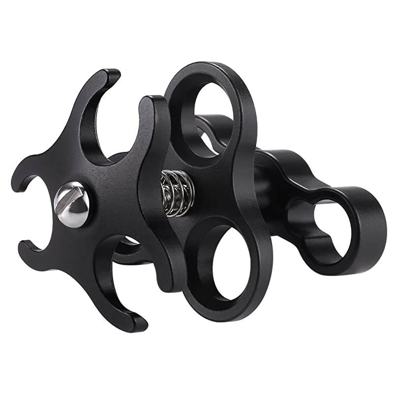 Aluminum Alloy 1&rdquo; Ball Clamp 3 Mount Holes Clip Adapter for Diving Underwater Arm System Diving Tray GoPro LED Light