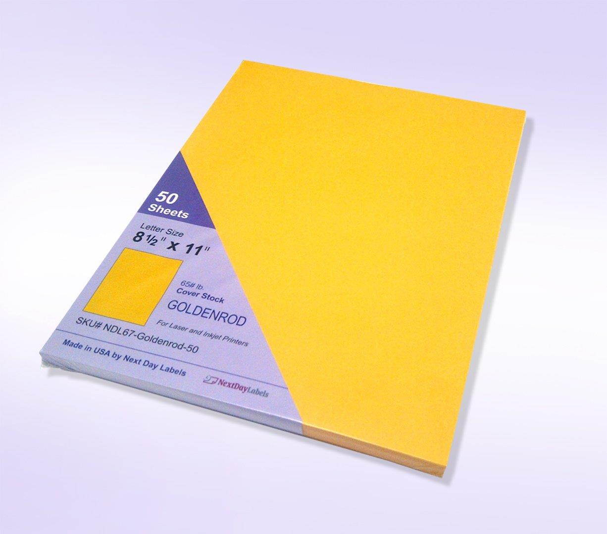 67 Lb. Cover Card Stock, 8-1/2 x 11" Letter Size, 50 Sheets Per Pack (GOLDENROD)