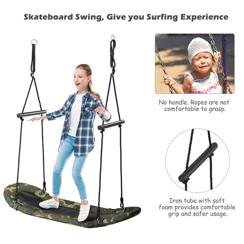 Costway Saucer Tree Swing Surf Kids Outdoor Adjustable Swing Set w/ Handle
