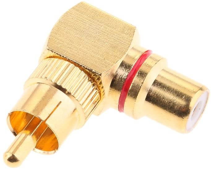 Homyl 2X RCA Plug Male to 2 RCA Female Right Angle Connector Adapter Gold Color