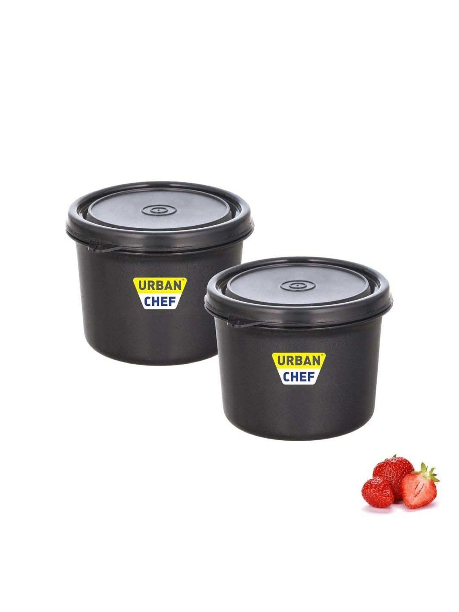 Urban Chef Black Plastic Grande Microwave Safe Lunch Box Containers - Set of 2