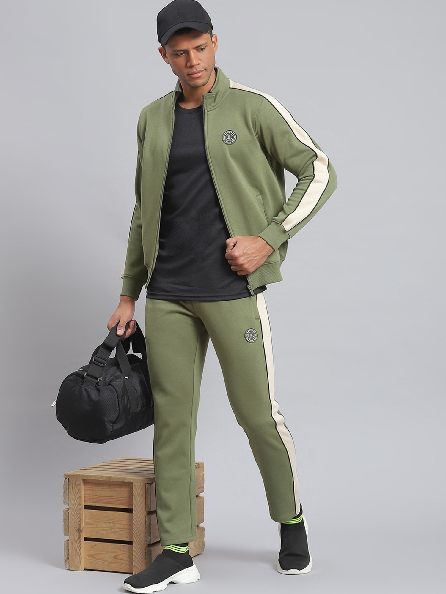 Rock.it Light Olive Regular Fit Striped Tracksuit