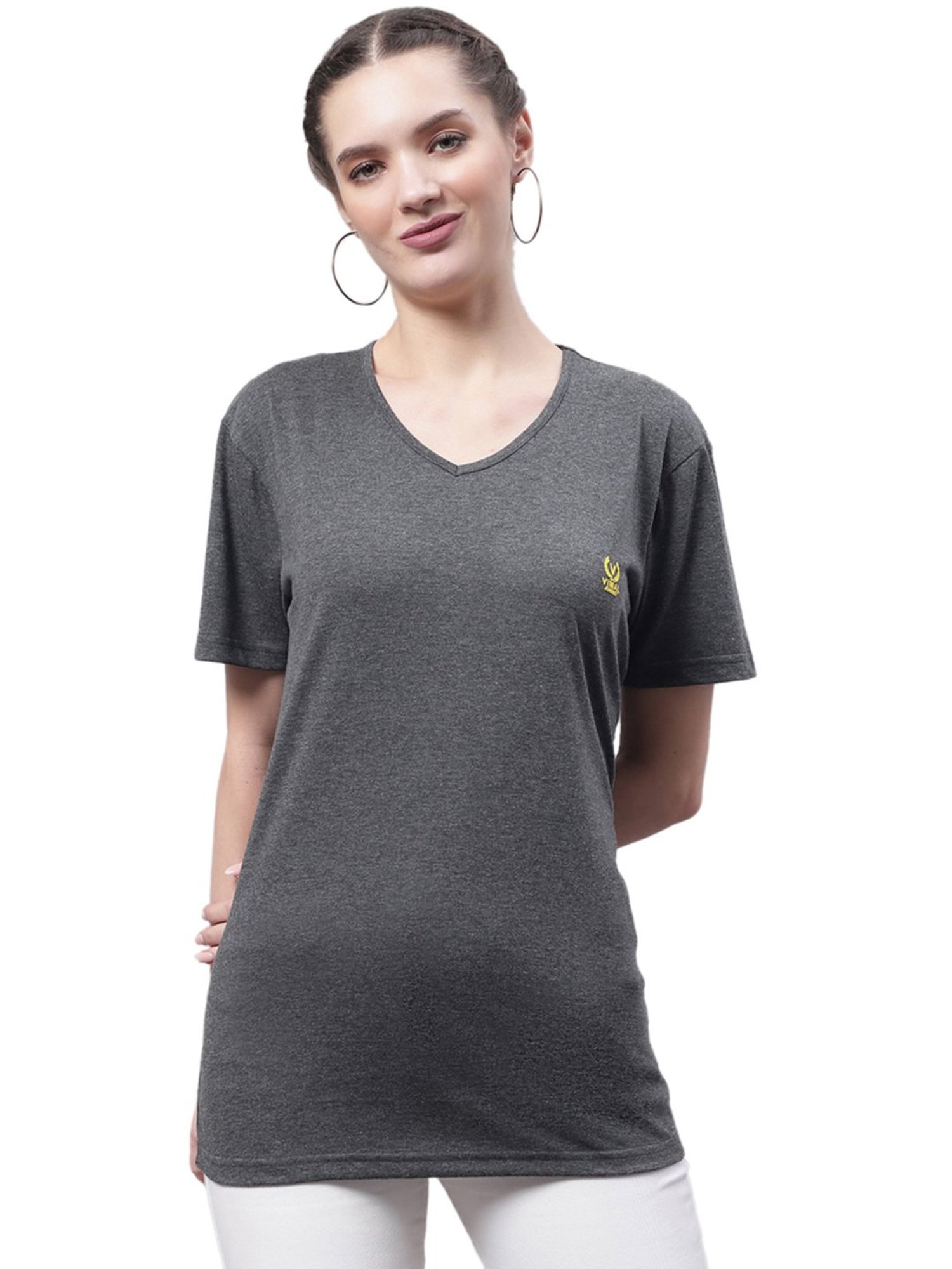Vimal Jonney Yellow & Grey Cotton Logo T-Shirt - Pack Of 2
