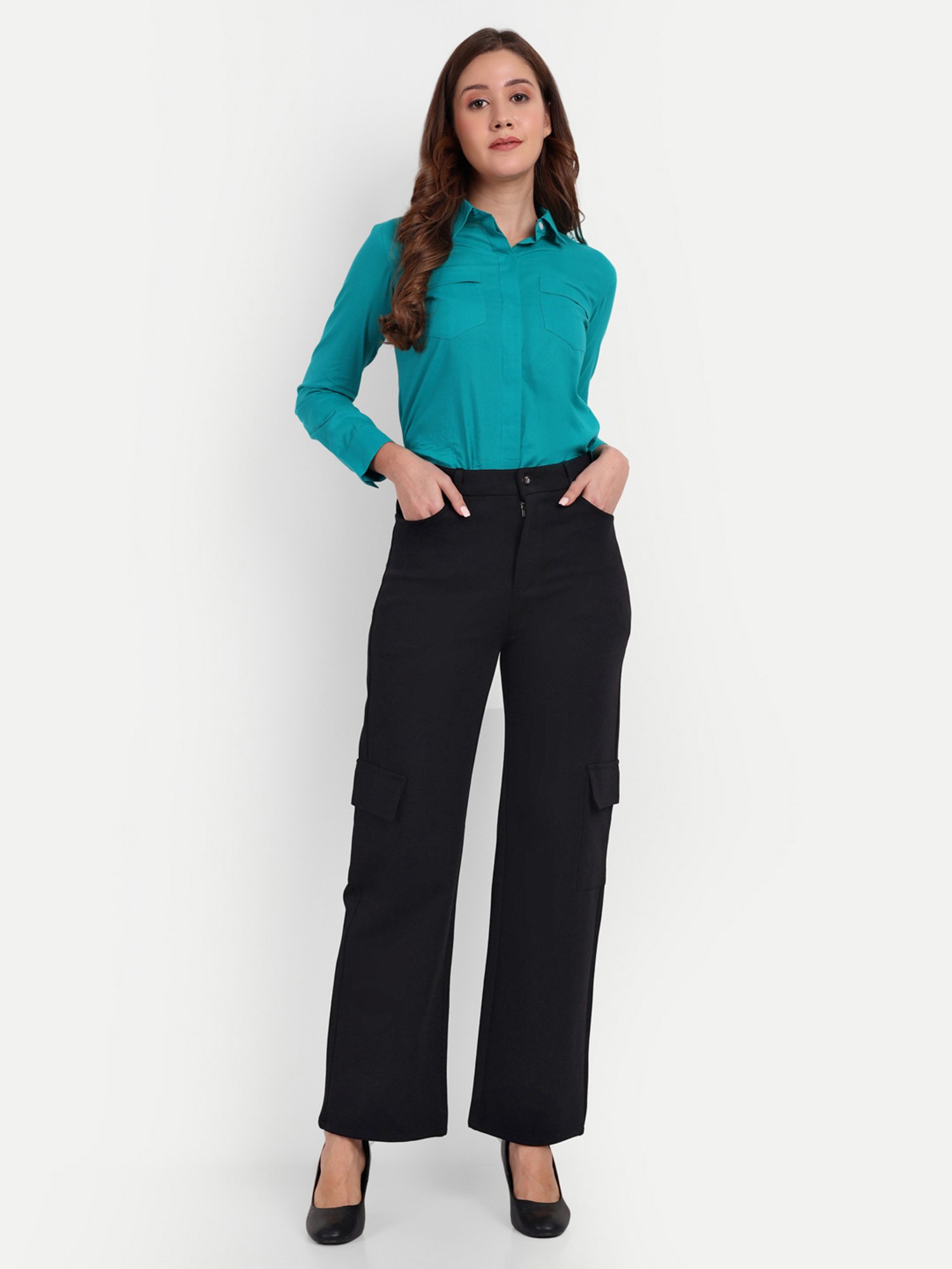 Broadstar Black Relaxed Fit High Rise Cargos