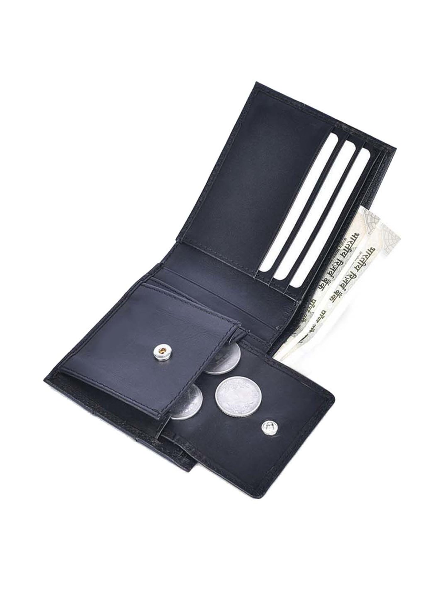 BELWABA Navy Casual Leather Bi-Fold Wallet for Men