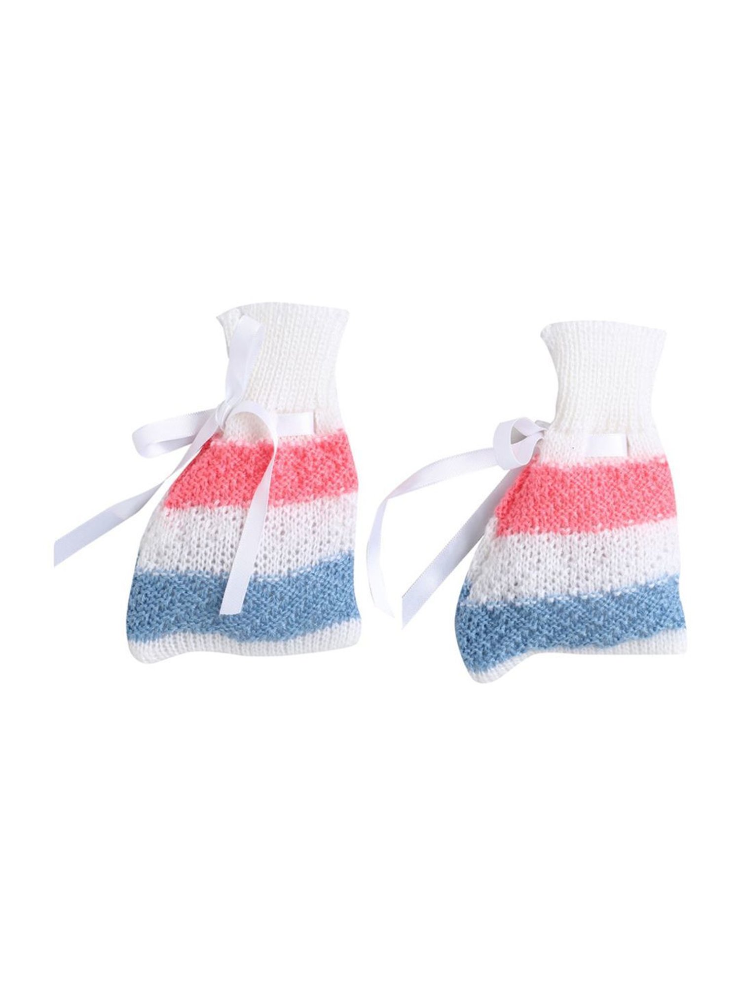 Little Angels Kids Pink & Blue Striped Full Sleeves Sweater Set