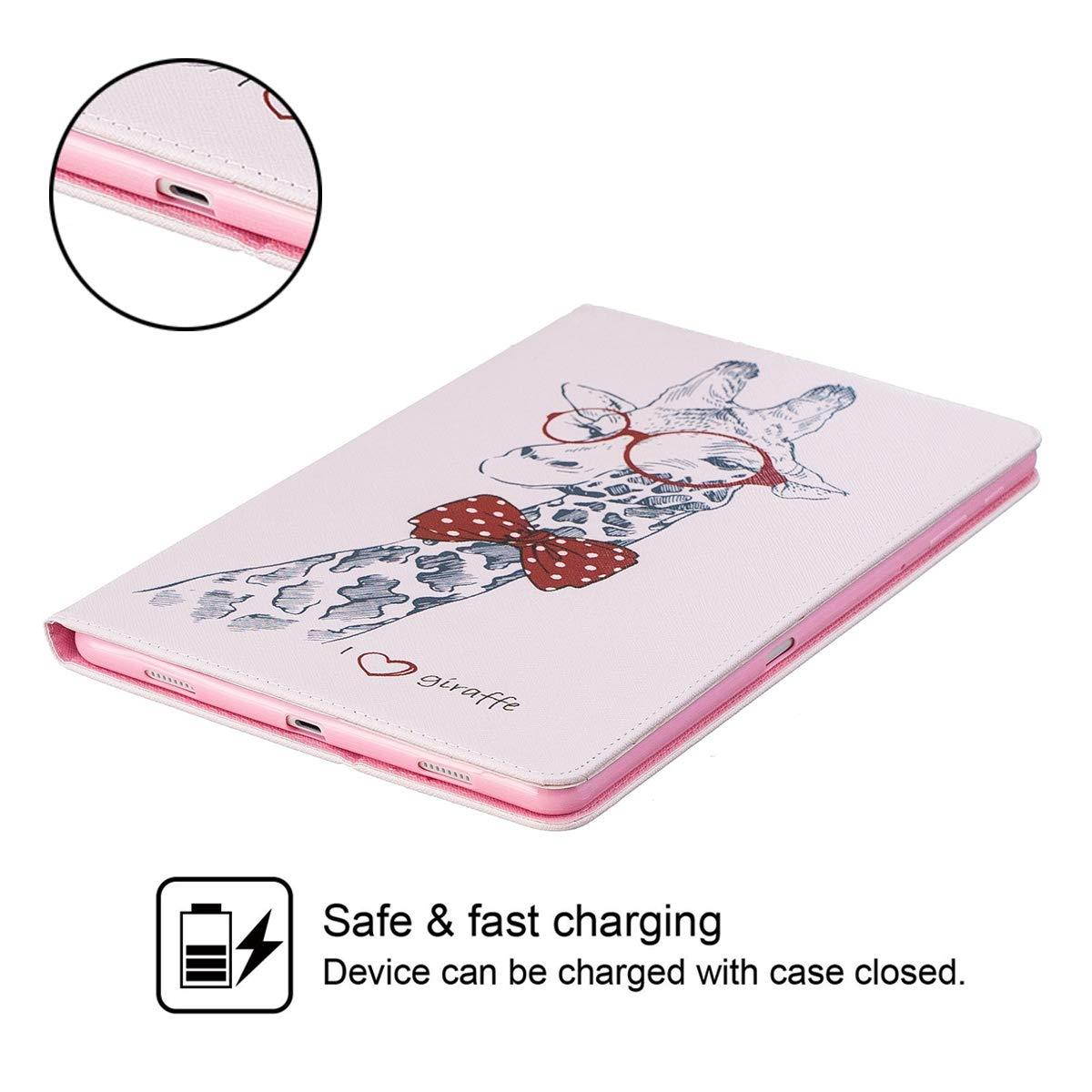 Galaxy Tab A 10.5 Case, Newshine Premium Leather Lightweight Flip Stand Cover with Card Cash Pocket for Samsung Galaxy Tab A 10.5 2018 Model SM-T590/T595/T597 Tablet, Giraffe