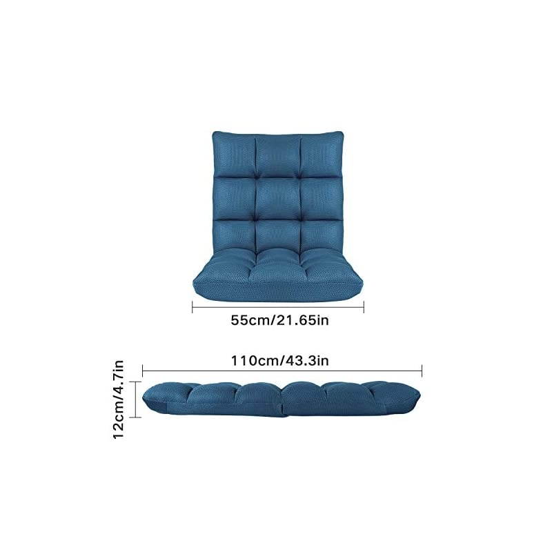 Floor Chair Adjustable  5 Angles Padded Floor Seating Back Support Floor Seat Recliner Fold Flat for Meditation, Reading, Watching, Video-Gaming, Adult Kid, Nave Blue