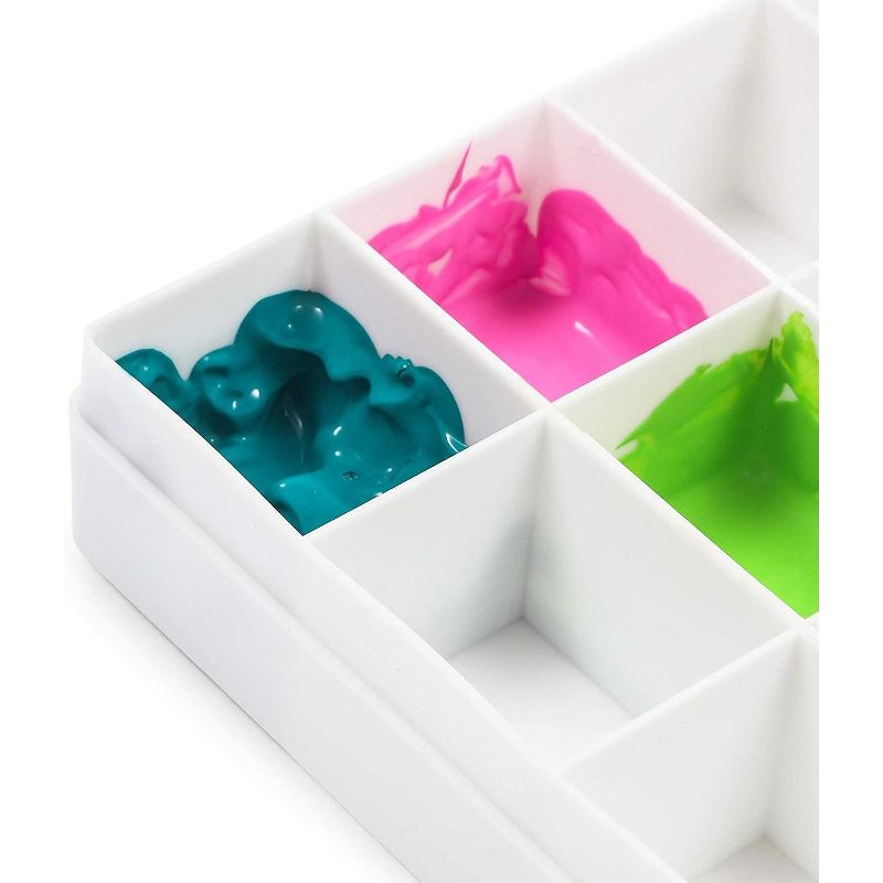 2 Sets of Artists Paint Palettes Plastic Pallets with 24 Wells and Fine Paintbrush for Painting and Watercolor