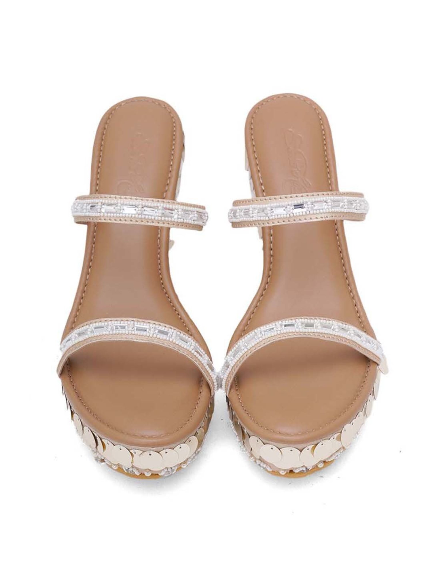 Sole House Women's Gold Ethnic Wedges