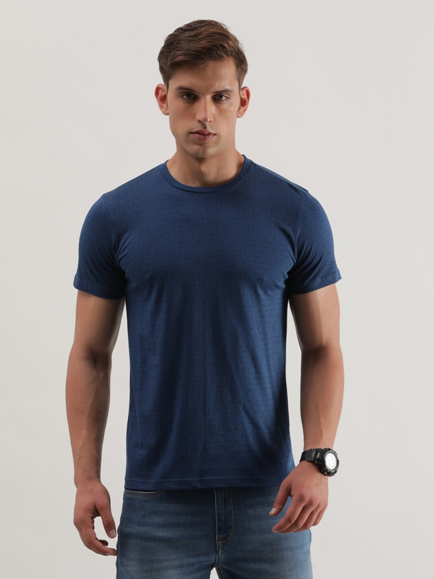 Lee Navy Slim Fit Printed Crew T-Shirt
