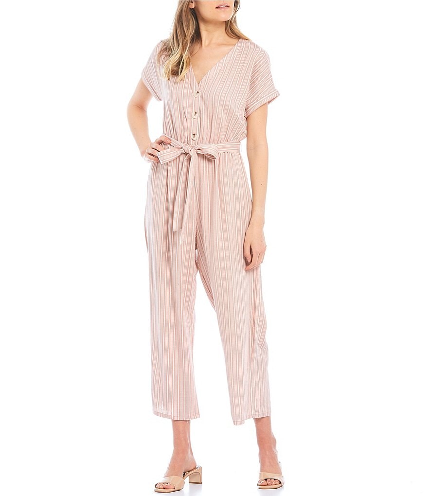 Evolutionary V-Neck Striped Jumpsuit