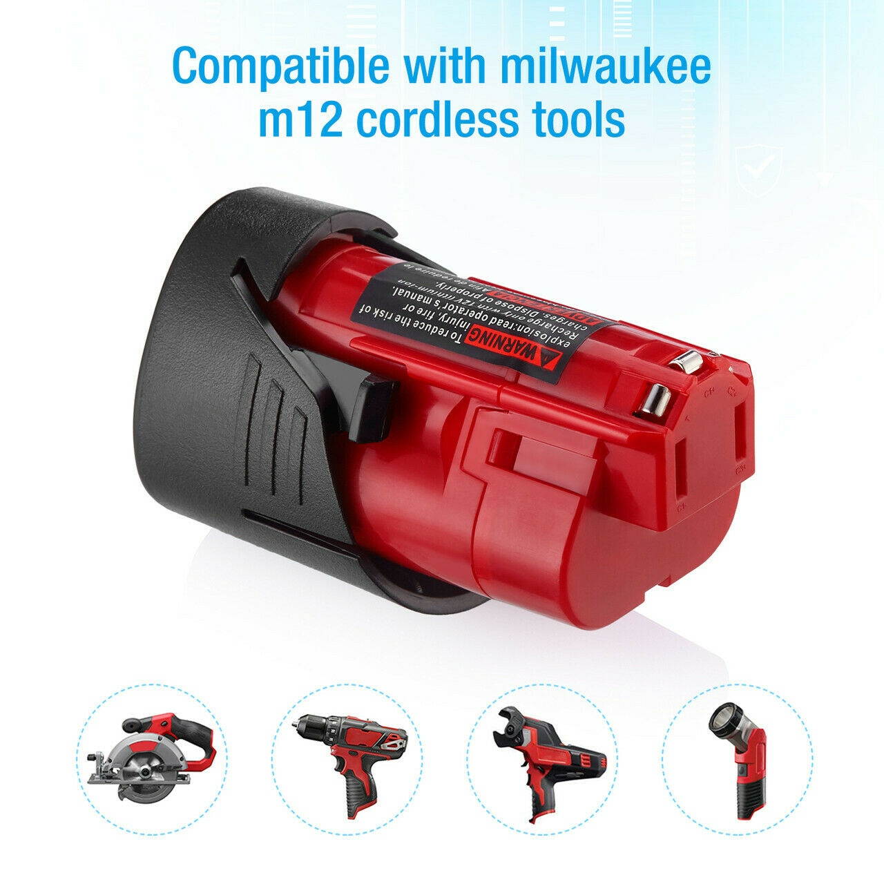 2PCS 12V XC 3.0Ah Lithium Battery  Charger For Milwaukee M12 48-11-2401 2420 US