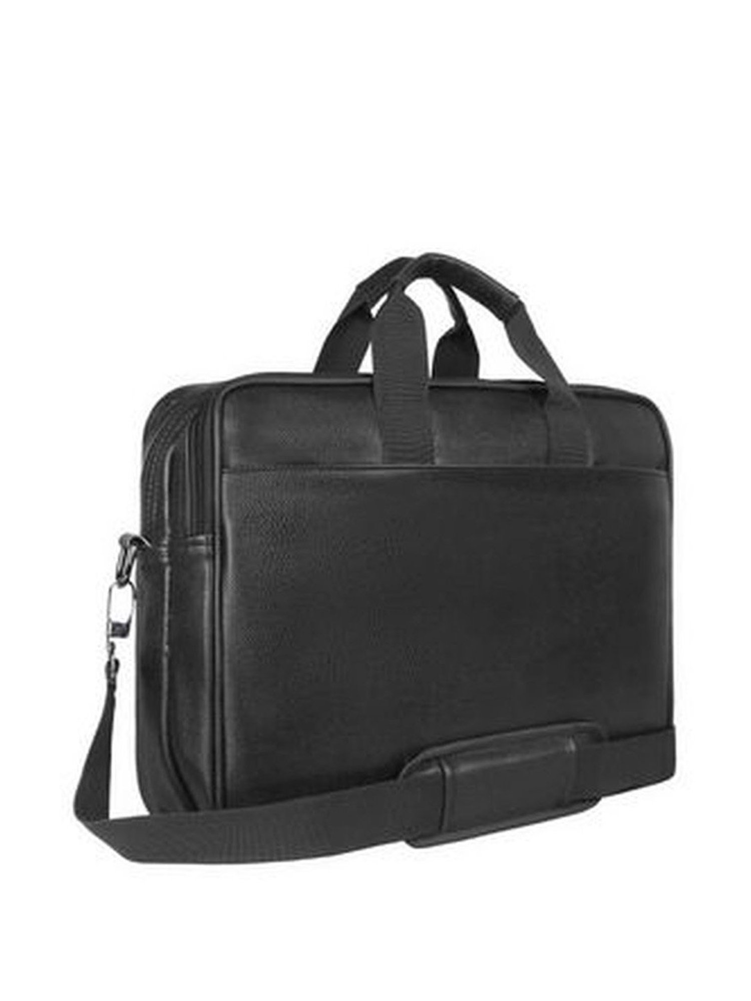 Harissons Rendition Black Leather Solid Laptop Messenger Bag
