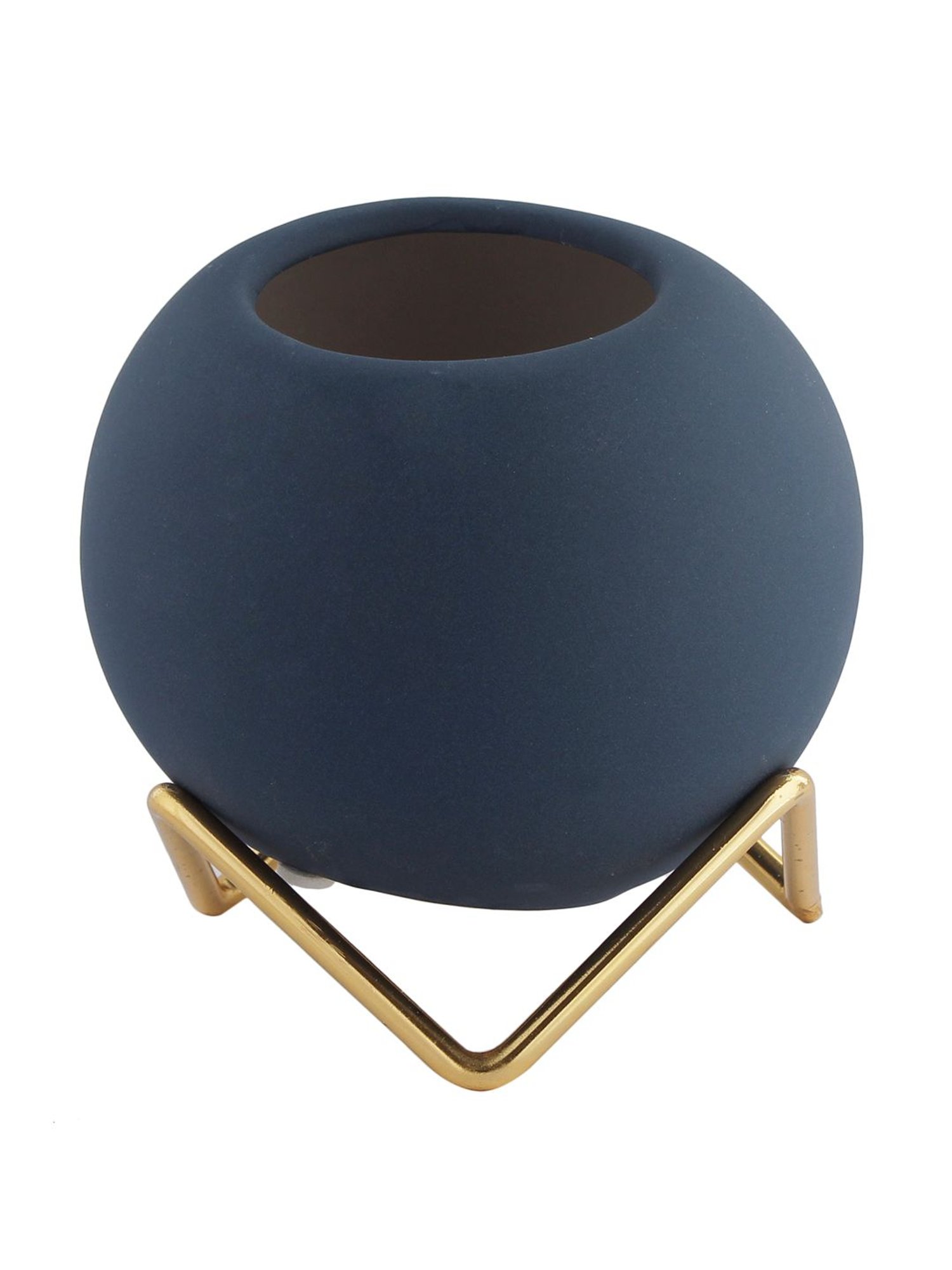 Tayhaa Grey Coloured Ceramic Vase with Golden Stand