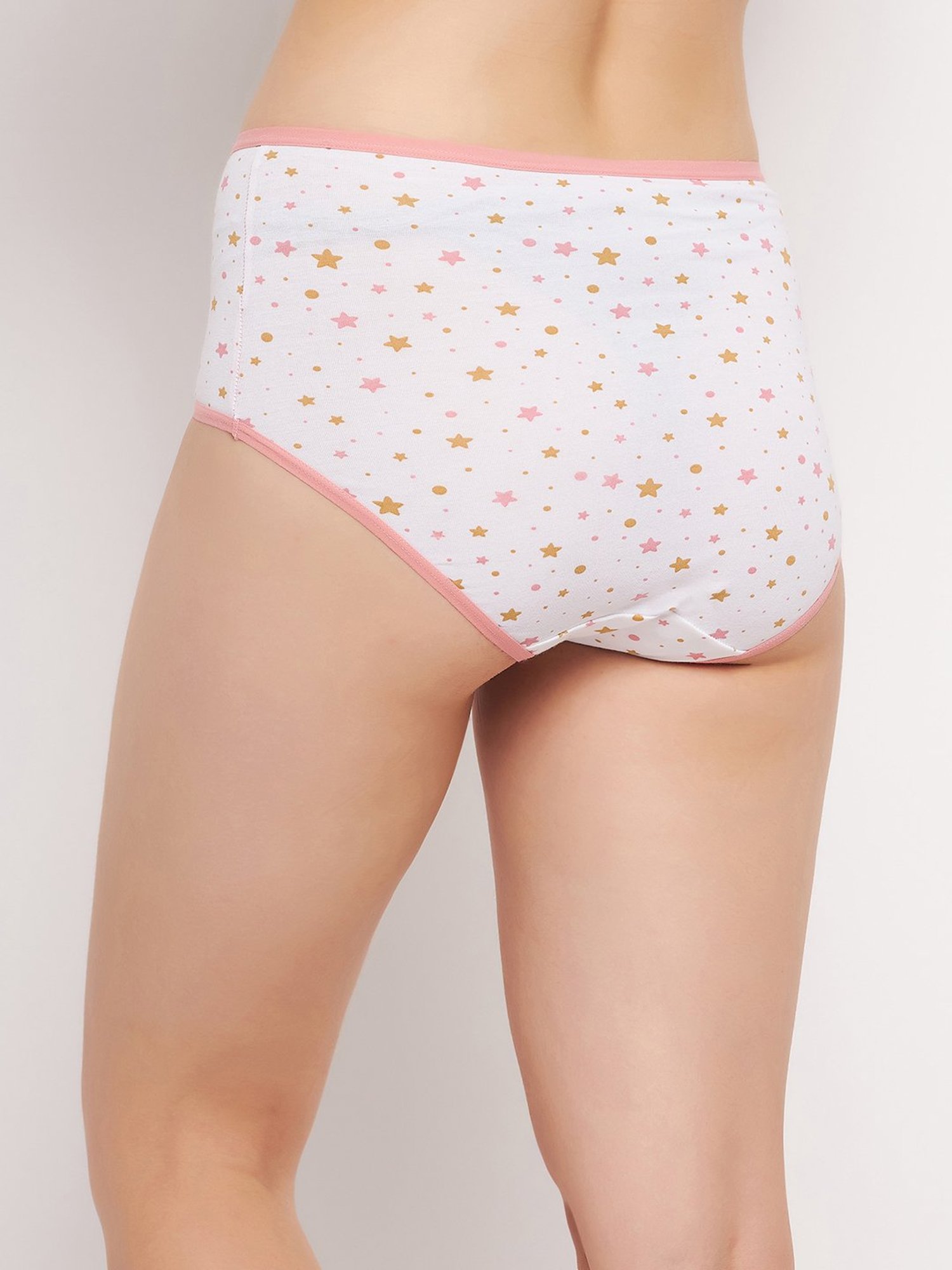 Clovia White Cotton Printed Hipster Panty