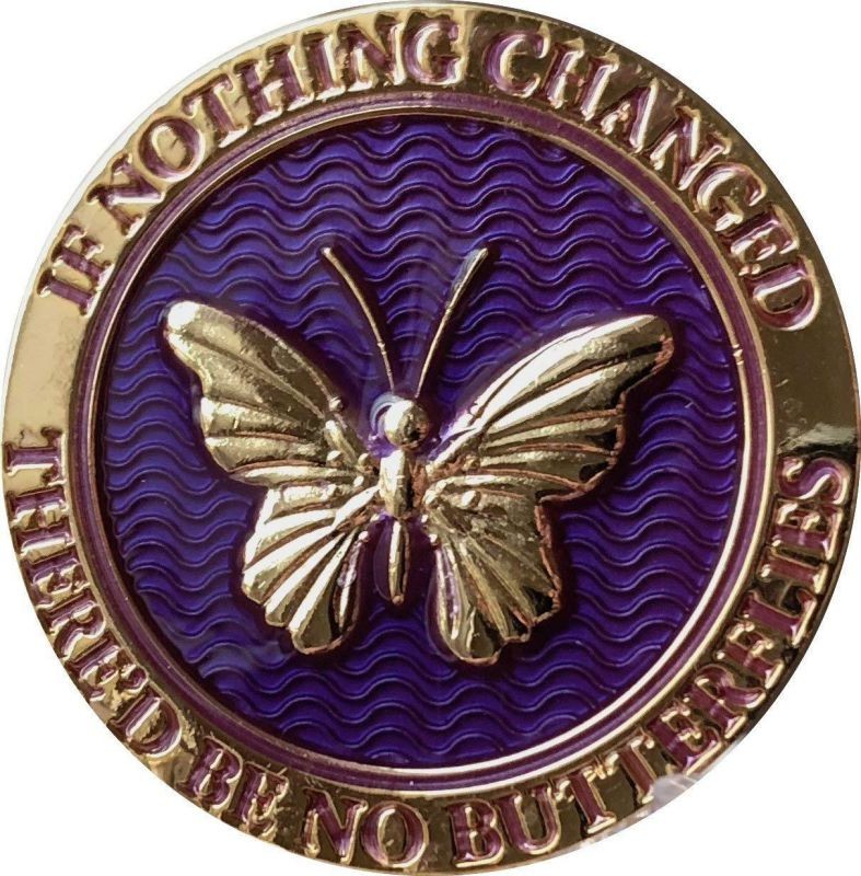 If Nothing Changed There'd Be No Butterflies Reflex Purple Gold Plated Medallion Butterfly Chip