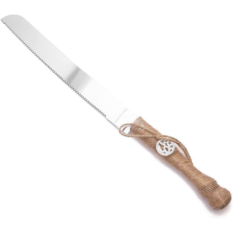 Sparkle and Bash 2 Pieces Rustic Wedding Cake Knife and Server Set (2 Sizes)