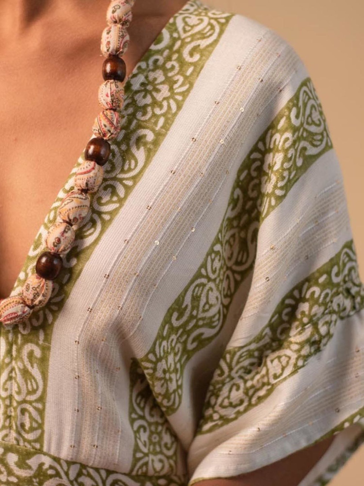 LABEL REYYA Off-White & Green Afro Jumpsuit