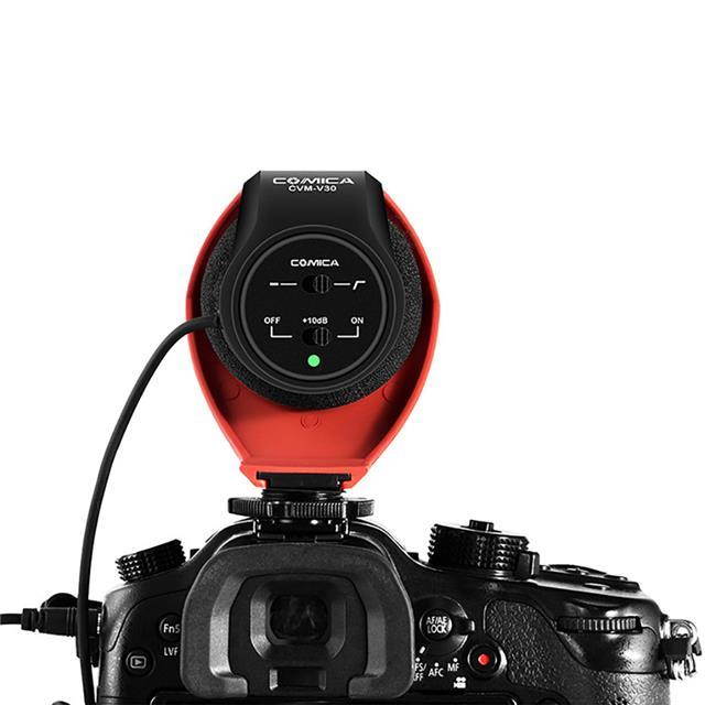 Comica CVM-V30-PRO Super-Cardioid Directional Shotgun Mic with 3.5mm Jack, Red