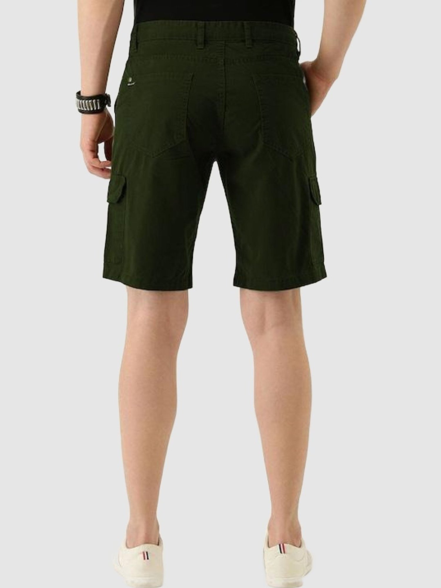 IVOC Dark Green Slim Fit Cotton Cargo Shorts