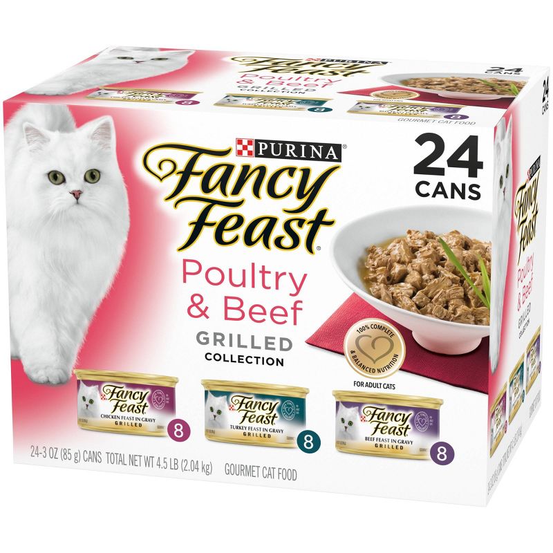 Purina Fancy Feast Grilled Gourmet Wet Cat Food Poultry & Beef Collection - 3oz/24ct Variety Pack