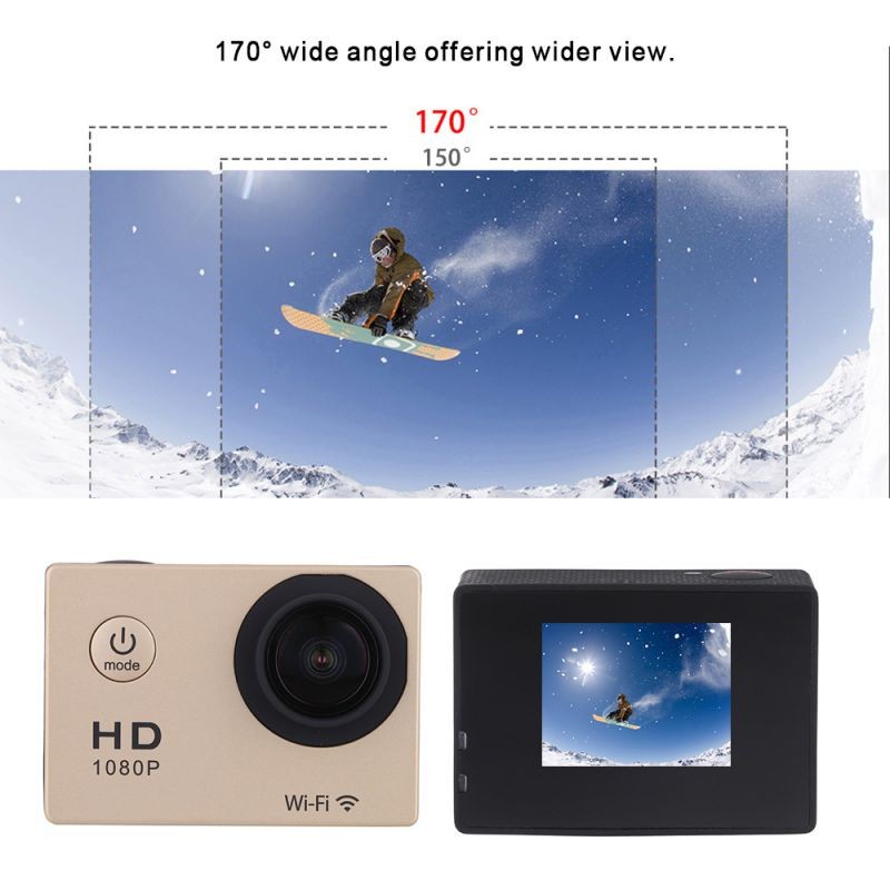 W8 1080P 30FPS 12MP Wifi Waterproof 30M Shockproof 170&deg; Wide Angle 1.5" Screen Outdoor Action Sports Camera Camcorder Digital Cam Video HD DV Car DVR