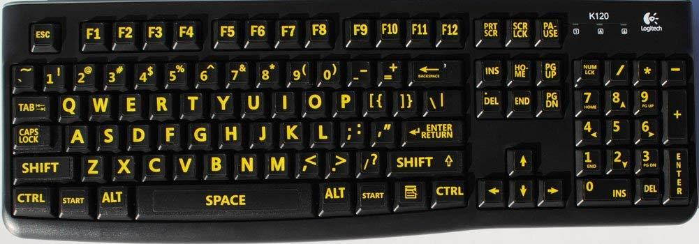 English US Large letters BLACK - YELLOW letters keyboard stickers