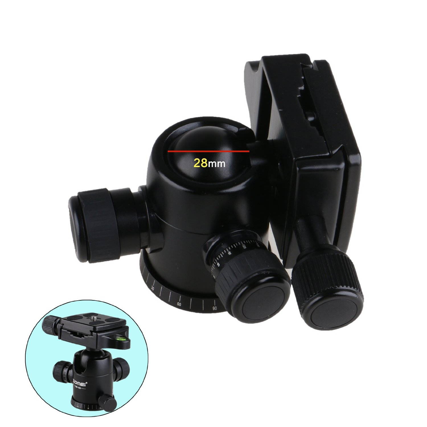 ZOMEi ZM-03 Photography Tripod Ball Head (Updated Version) Ballhead+Quick Release Plate Pro Camera Tripod Max to 8KG