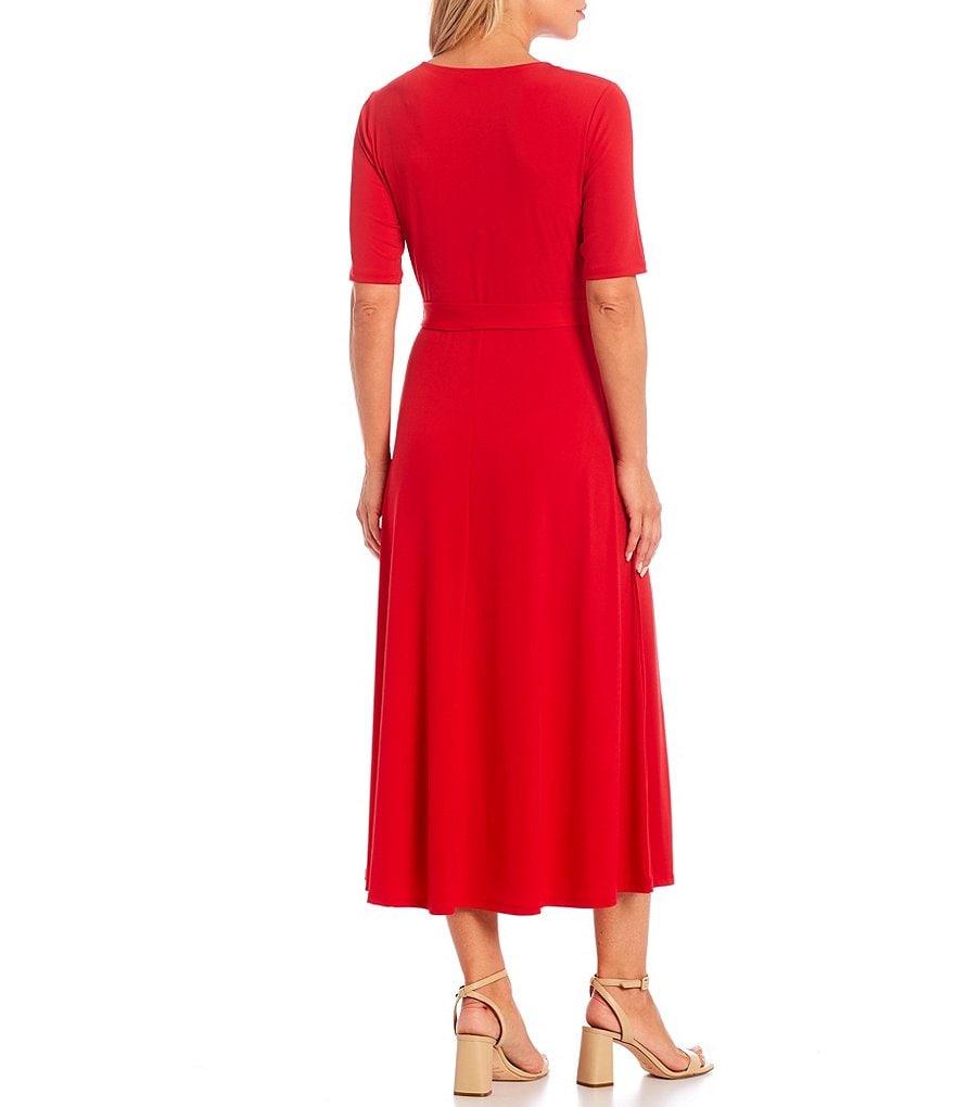 Preston & York Sydney V-Neck Tie Waist Midi Dress