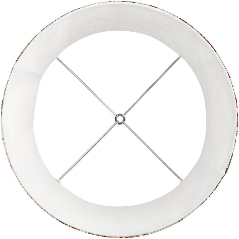 Springcrest Sage Green with Flower Print Medium Drum Lamp Shade 14" Top x 16" Bottom x 11.5" High (Spider) Replacement with Harp and Finial