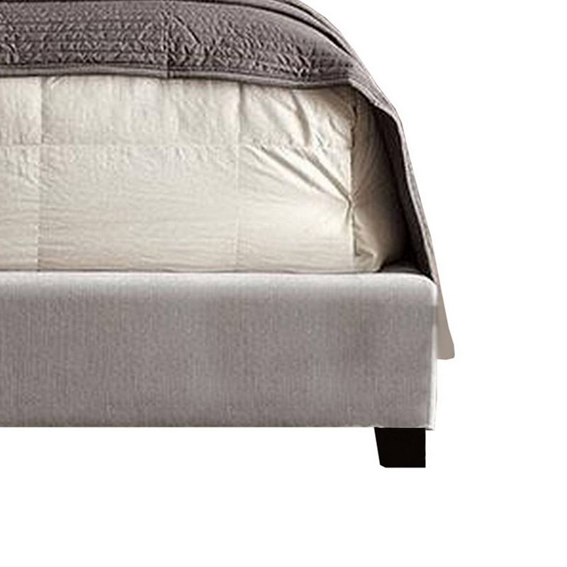 Queen Button Tufted Fabric Upholstered Bed with Nailhead Trim Gray - Benzara
