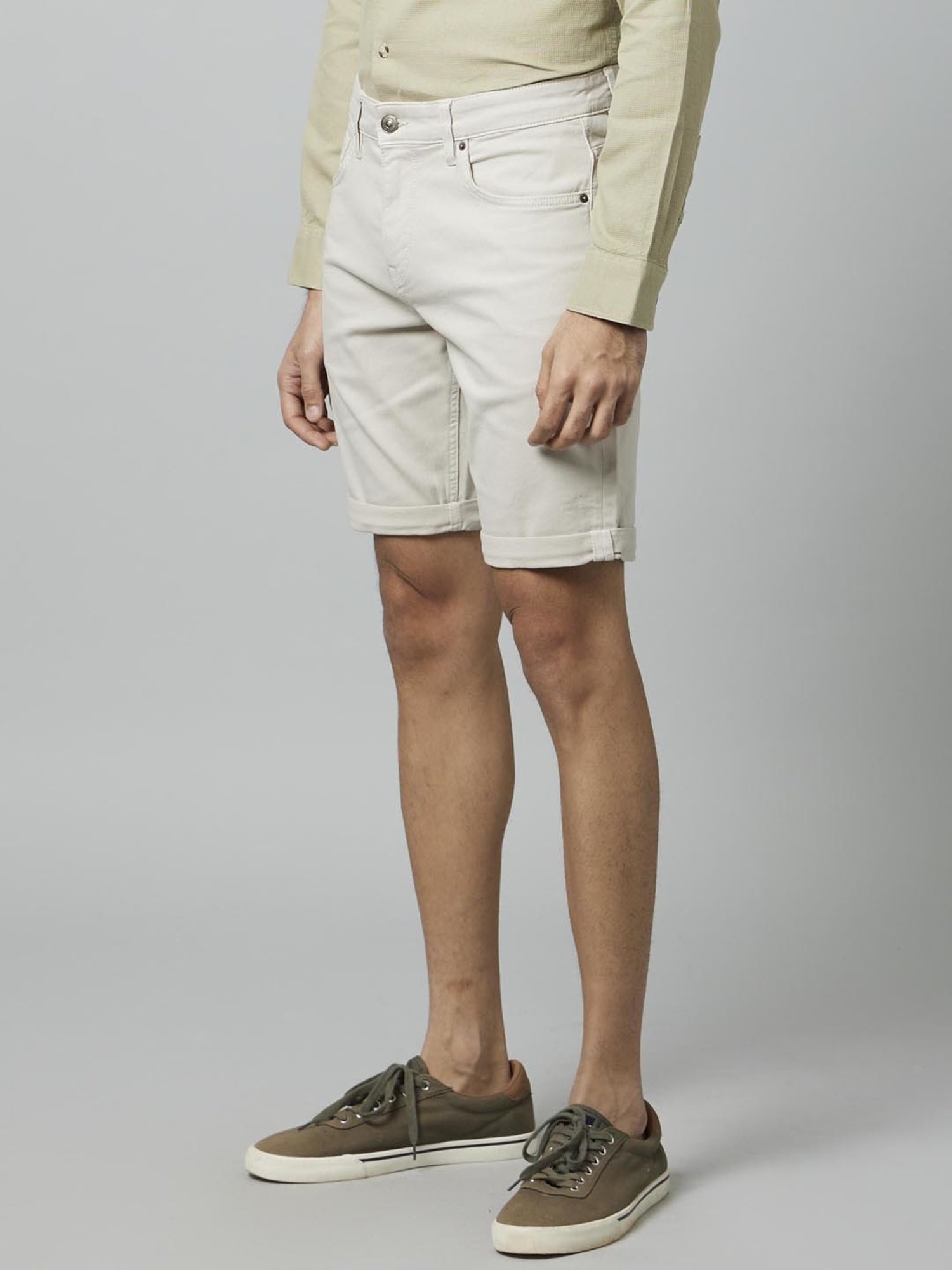 Celio* White Cotton Regular Fit Shorts