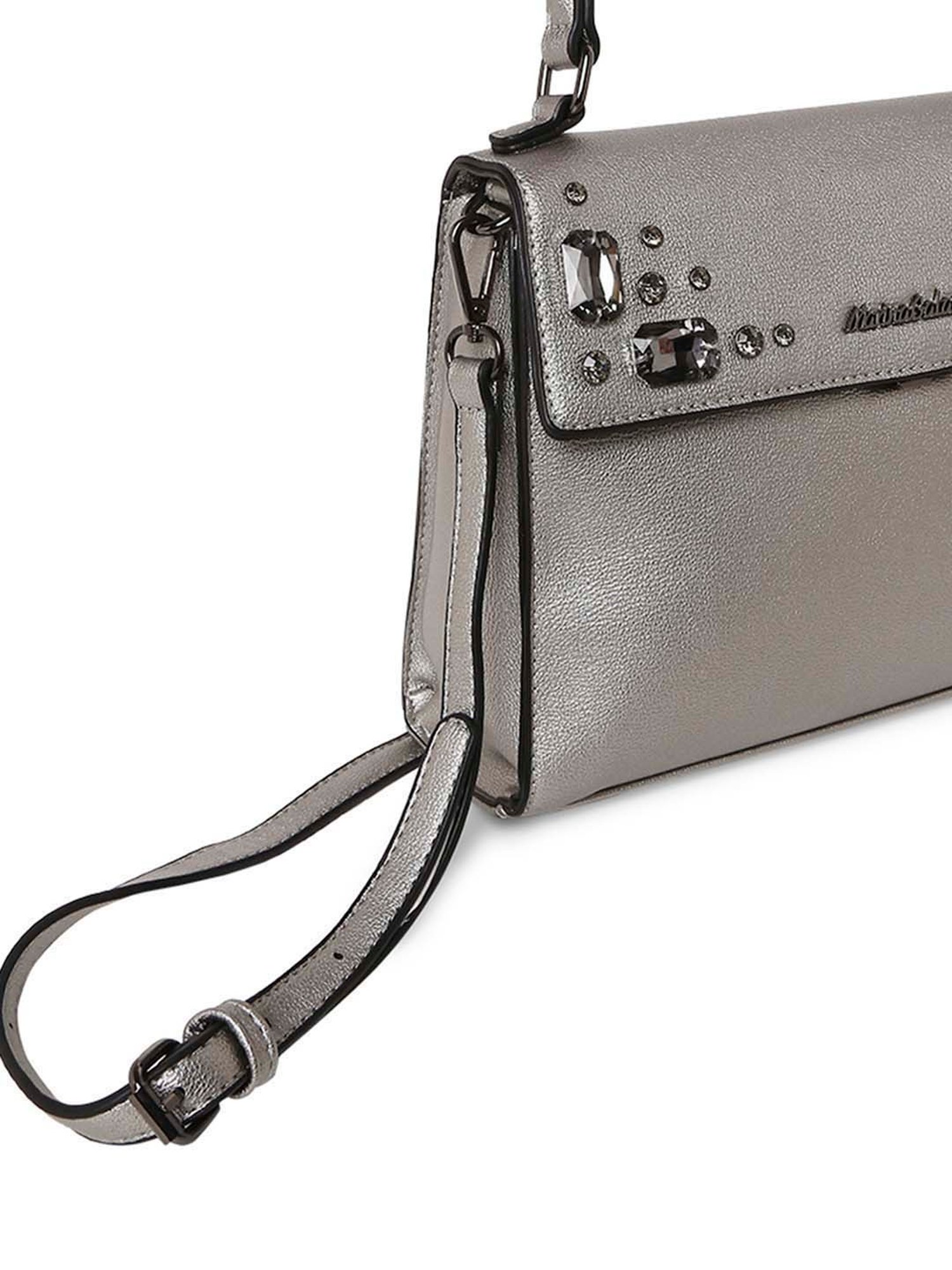 Marina Galanti Grey Embellished Medium Satchel Handbag