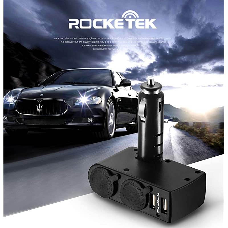 2Socket Car Splitter Cigarette Lighter Adapter Multi Power Outlet 1224V 90W with 31A 2 USB Car Charger Adapter Cigarette Lighter Splitter Adapter for iPhone ipad Cell Phone Tablet GPS