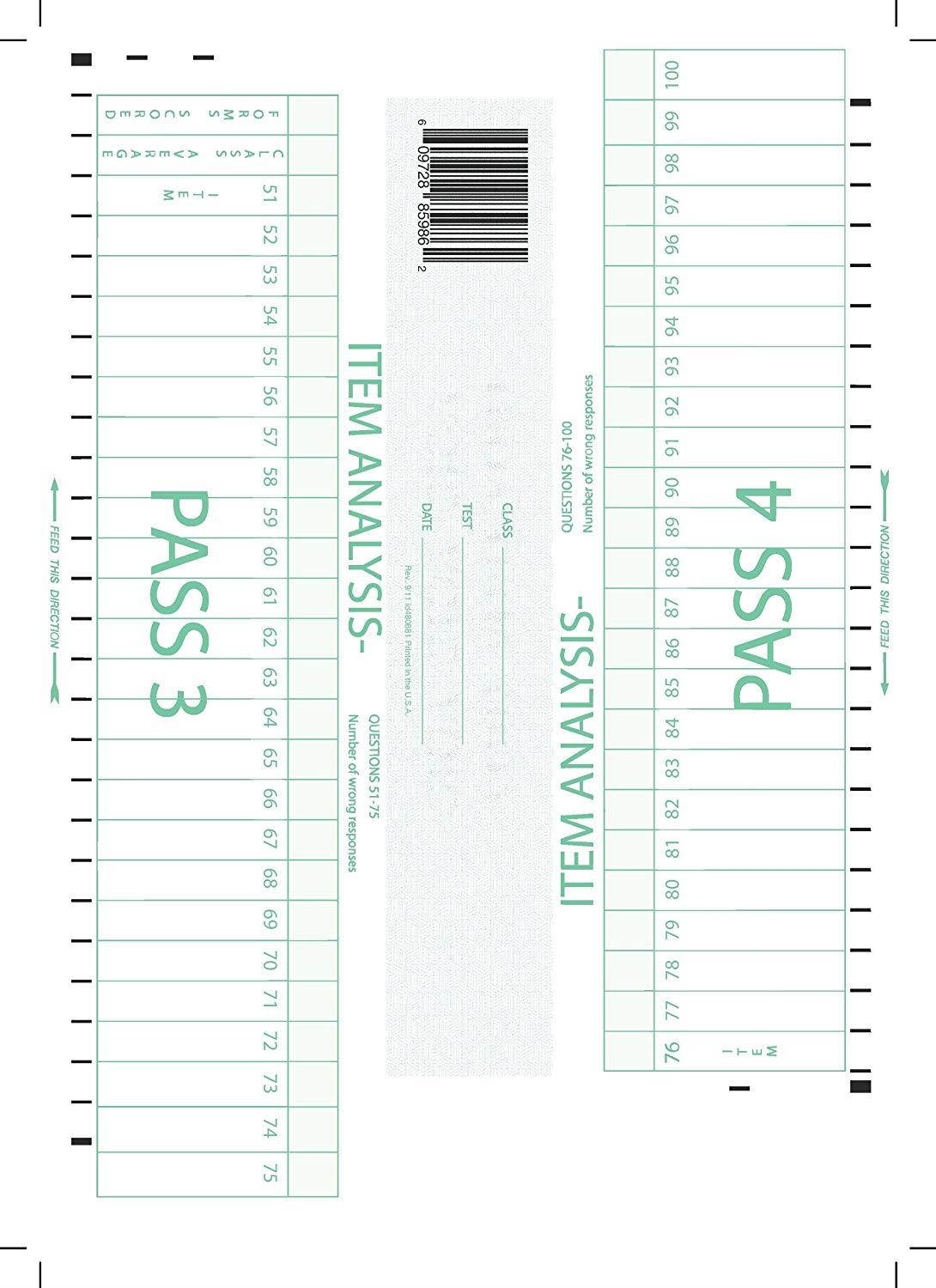 TEST-ITEM100 Item Analysis 9700 100 Question Compatible Testing Forms (500 Pack)