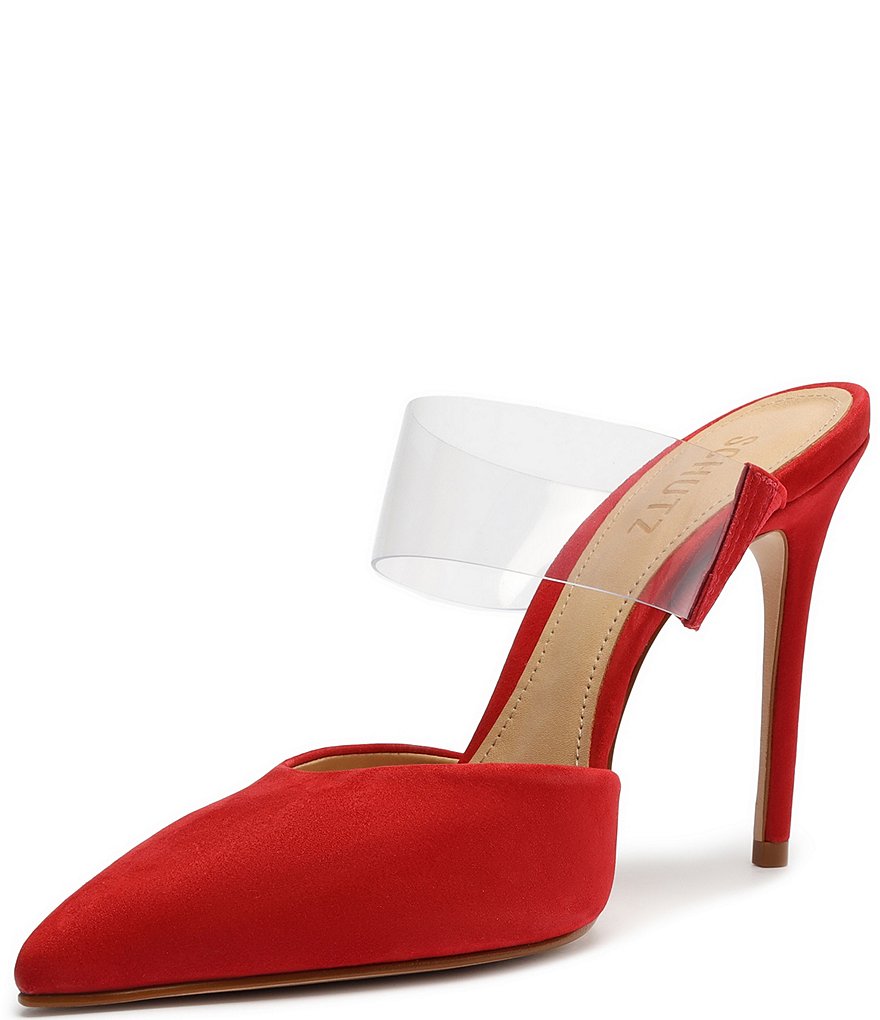 Schutz Sionne Suede & Clear Strap Dress Mules