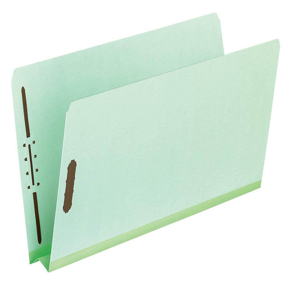 Pendaflex&reg; File Folders With Fasteners, Letter Size, Straight Cut, 2" Expansion, 60% Recycled, Light Green, Box Of 25 Folders