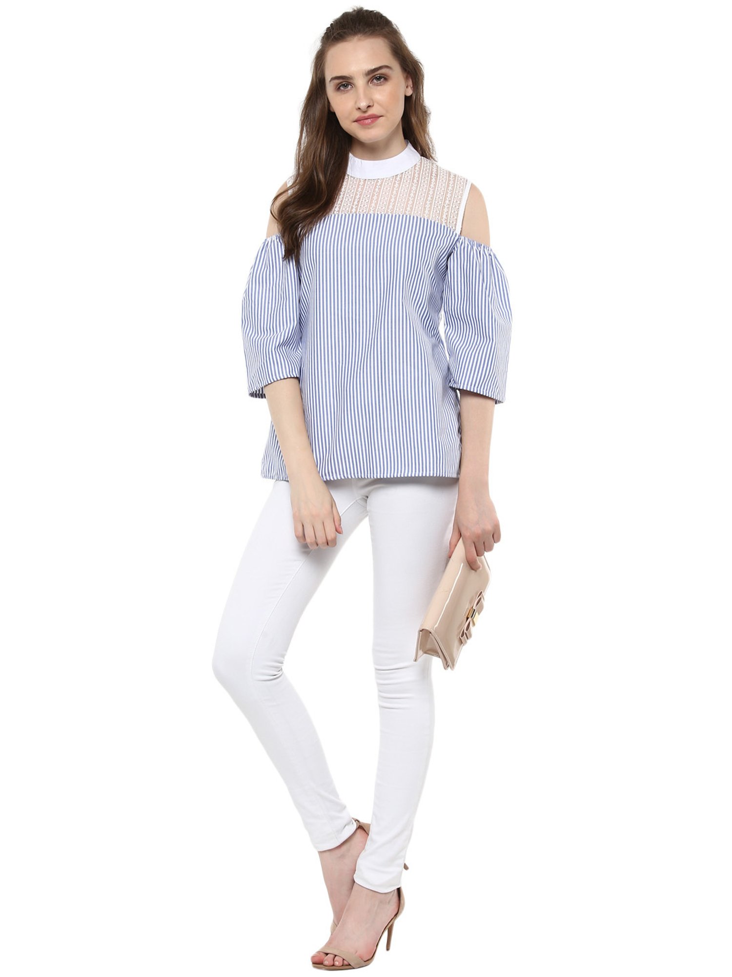 StyleStone Blue Striped A-Line Top