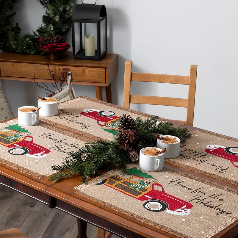 Home For the Holidays Burlap Placemat, Set of 4 - 13" x 19" - Elrene Home Fashions