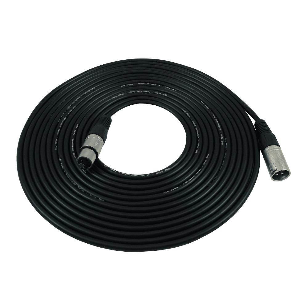 gls audio 25 foot mic cable patch cords  xlr male to xlr female black microphone cables  25' balanced mic snake cord  single
