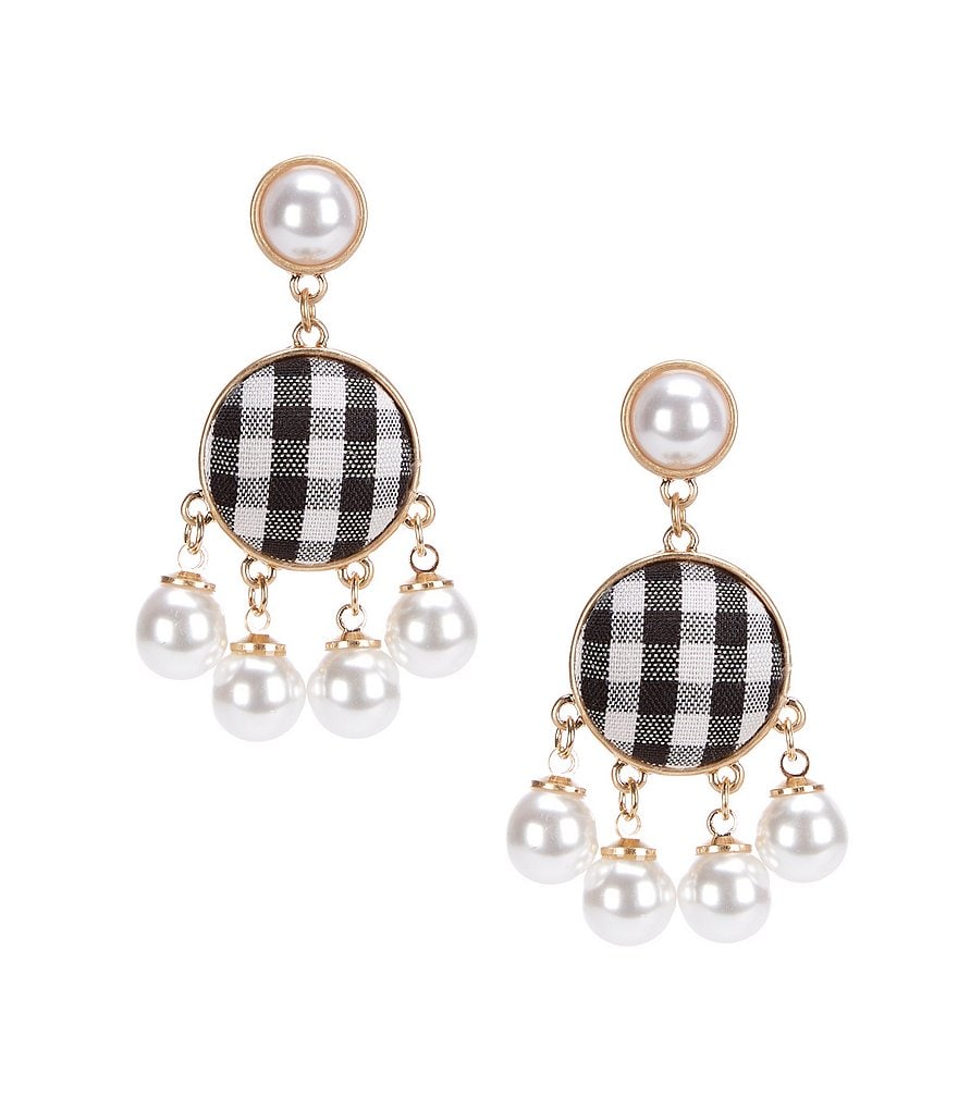 Southern Living Pearl Gingham Shaky Drop Earrings