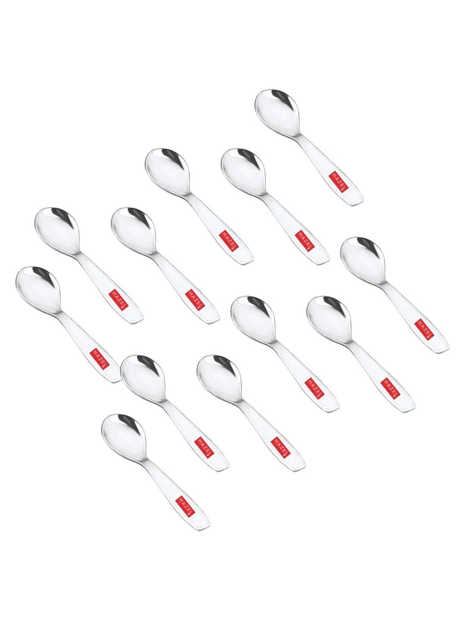 HAZEL Silver Stainless Steel Spice Box Mini Spoons - Set of 12
